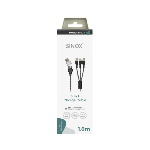Câble USB 3 en 1 USB-A+C /Micro USB/Lightning/USB-C 1.00 m Tréssé