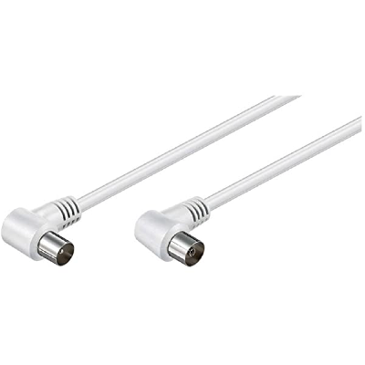 Câble antenne M/F coudé 70 dB - 2.50 m -blanc