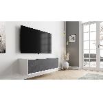 Clic TV65'' Laque blanche Tissu Acoustique  L :1460 mm Prof : 375 mm