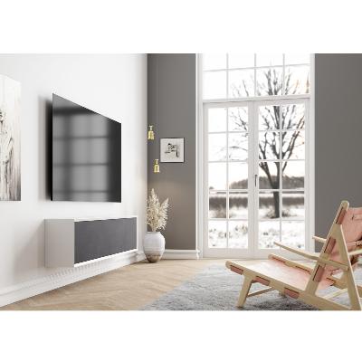 Clic TV65'' Laque blanche Tissu Acoustique  L :1460 mm Prof : 265 mm