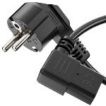 Câble alim secteur 2.00 m, type F, C13- Fiche sécurité coudée