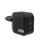 Chargeur Mural 2 x USB-C PD PPS-GAN, 35W Noir